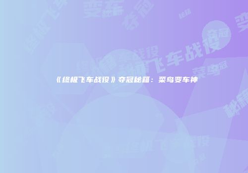 《终极飞车战役》夺冠秘籍：菜鸟变车神