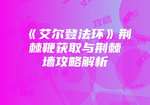 《艾尔登法环》荆棘鞭获取与荆棘墙攻略解析