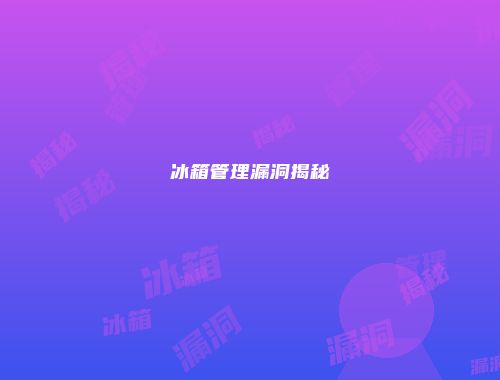 冰箱管理漏洞揭秘