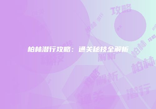 柏林潜行攻略：通关秘技全解析
