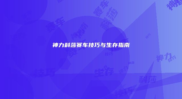 神力科莎赛车技巧与生存指南