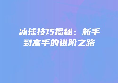 冰球技巧揭秘：新手到高手的进阶之路