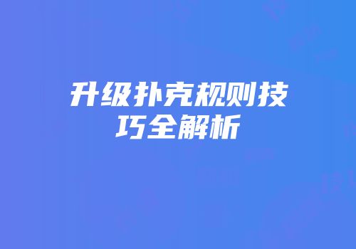 升级扑克规则技巧全解析