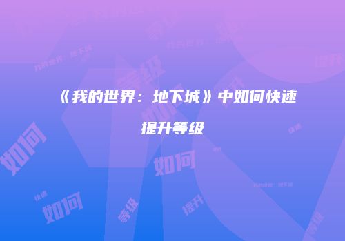 《我的世界：地下城》中如何快速提升等级