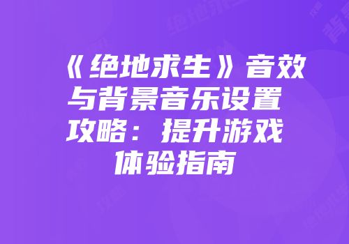 《绝地求生》音效与背景音乐设置攻略：提升游戏体验指南