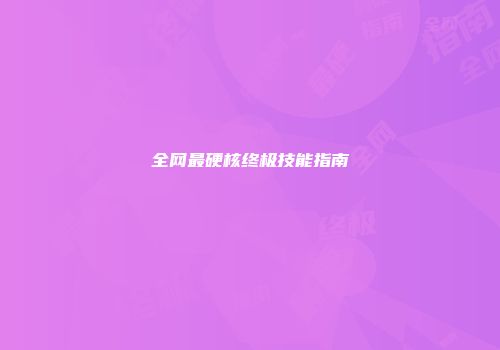 全网最硬核终极技能指南