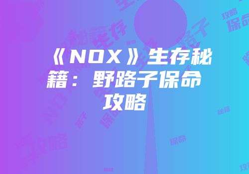 《NOX》生存秘籍：野路子保命攻略