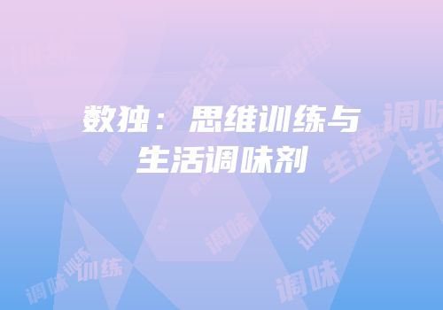 数独：思维训练与生活调味剂
