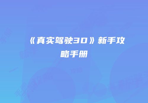 《真实驾驶3D》新手攻略手册