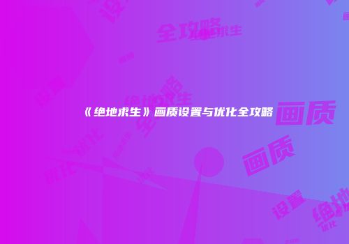 《绝地求生》画质设置与优化全攻略