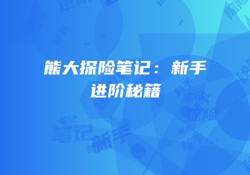 熊大探险笔记：新手进阶秘籍