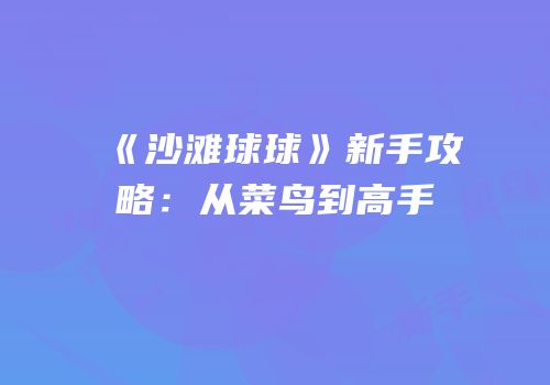 《沙滩球球》新手攻略：从菜鸟到高手