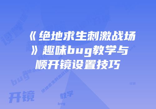 《绝地求生刺激战场》趣味bug教学与顺开镜设置技巧