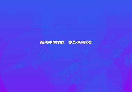 晴天养狗攻略：安全快乐玩耍