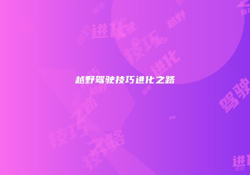 越野驾驶技巧进化之路