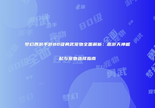 梦幻西游手游80级勇武宠物全面解析：巡游天神崛起与宠物选择指南
