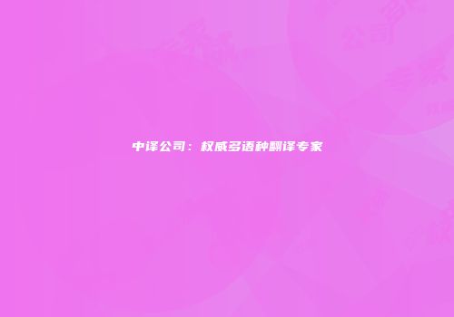 中译公司：权威多语种翻译专家