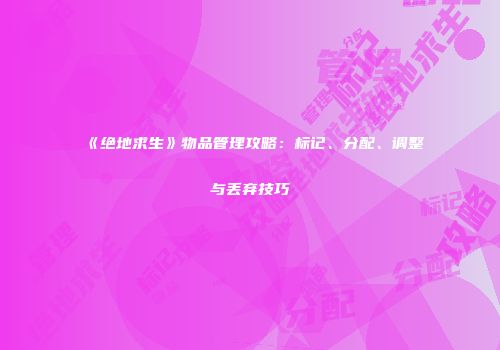 《绝地求生》物品管理攻略：标记、分配、调整与丢弃技巧