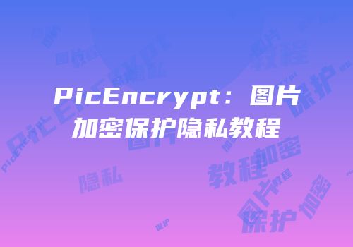 PicEncrypt：图片加密保护隐私教程