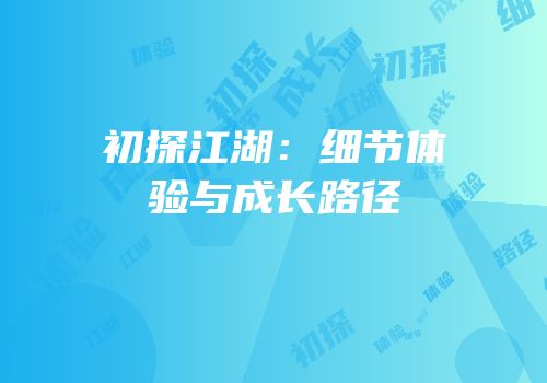 初探江湖：细节体验与成长路径