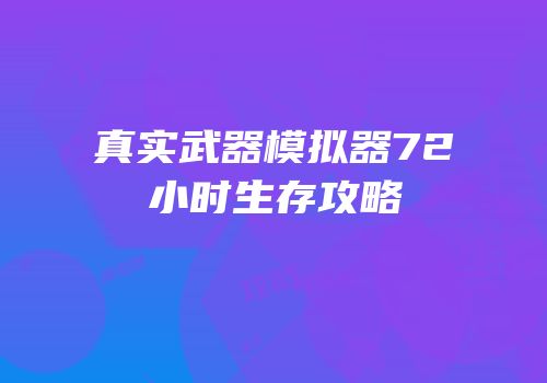 真实武器模拟器72小时生存攻略