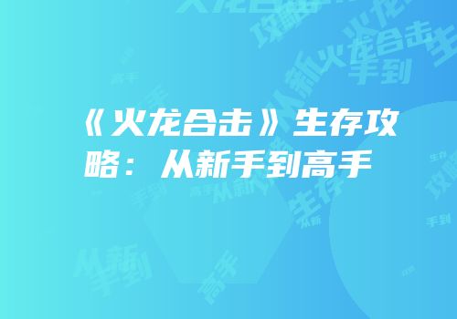 《火龙合击》生存攻略：从新手到高手