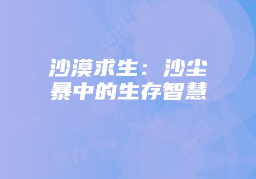 沙漠求生：沙尘暴中的生存智慧