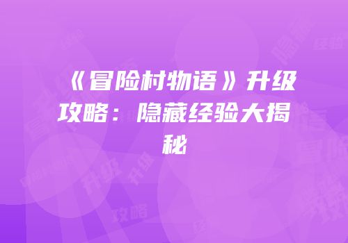 《冒险村物语》升级攻略：隐藏经验大揭秘