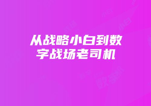 从战略小白到数字战场老司机