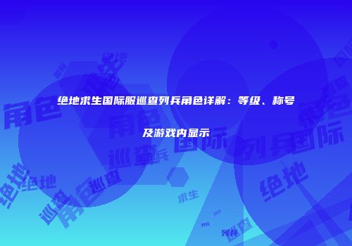 绝地求生国际服巡查列兵角色详解：等级、称号及游戏内显示