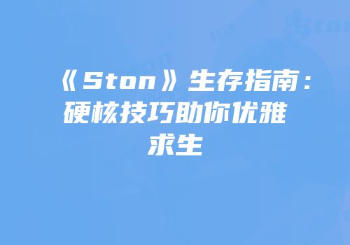 《Ston》生存指南：硬核技巧助你优雅求生
