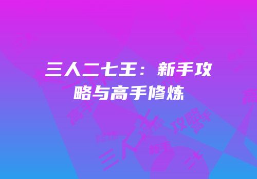 三人二七王：新手攻略与高手修炼