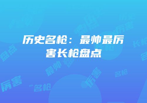 历史名枪：最帅最厉害长枪盘点