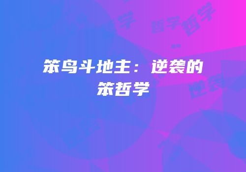 笨鸟斗地主：逆袭的笨哲学
