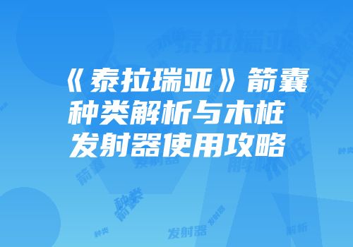 《泰拉瑞亚》箭囊种类解析与木桩发射器使用攻略