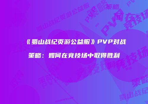 《蜀山战纪页游公益服》PVP对战策略：如何在竞技场中取得胜利