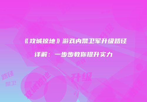 《攻城掠地》游戏内禁卫军升级路径详解：一步步教你提升实力