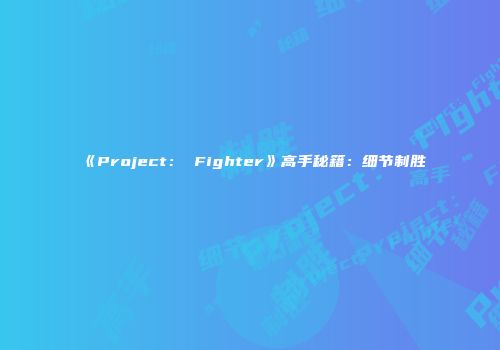 《Project： Fighter》高手秘籍：细节制胜
