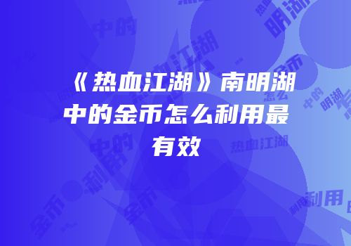 《热血江湖》南明湖中的金币怎么利用最有效