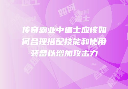 传奇霸业中道士应该如何合理搭配技能和使用装备以增加攻击力