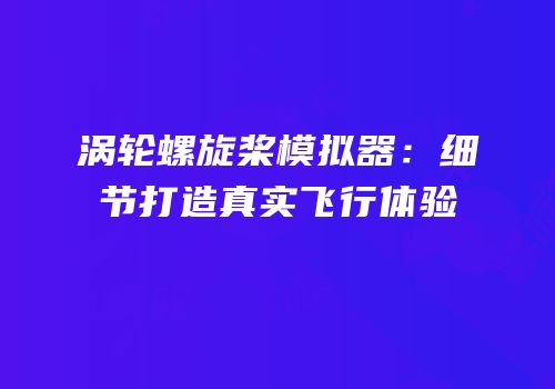 涡轮螺旋桨模拟器：细节打造真实飞行体验