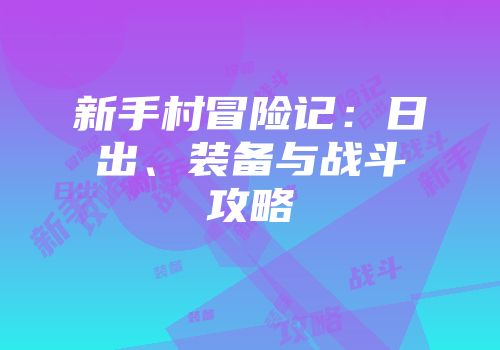 新手村冒险记：日出、装备与战斗攻略