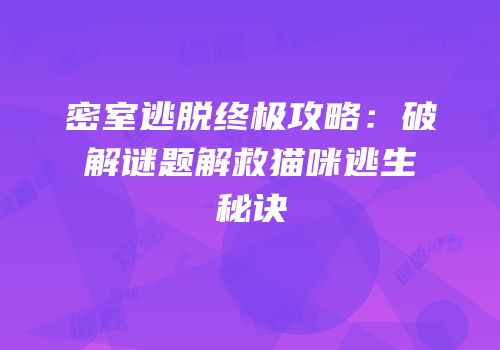 密室逃脱终极攻略：破解谜题解救猫咪逃生秘诀