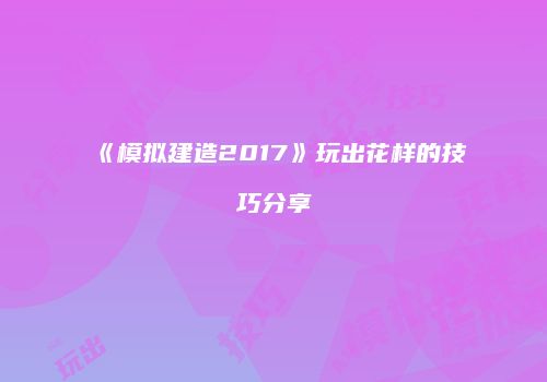 《模拟建造2017》玩出花样的技巧分享