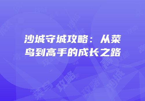 沙城守城攻略：从菜鸟到高手的成长之路