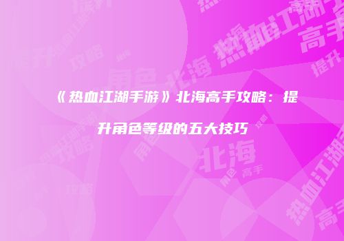 《热血江湖手游》北海高手攻略：提升角色等级的五大技巧