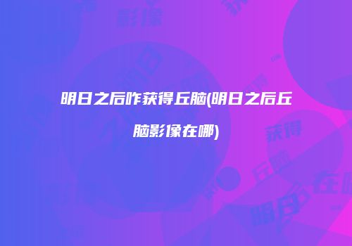 明日之后咋获得丘脑(明日之后丘脑影像在哪)