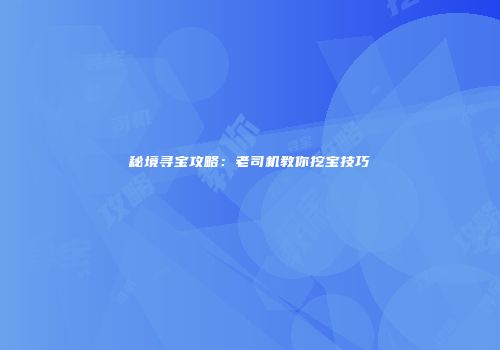 秘境寻宝攻略：老司机教你挖宝技巧
