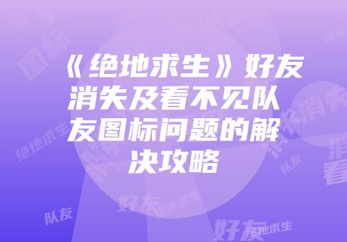 《绝地求生》好友消失及看不见队友图标问题的解决攻略