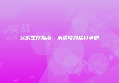 实战生存指南：从菜鸟到猛将争霸